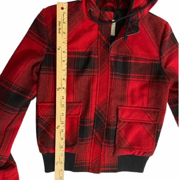 Old Navy-Red&Black Buffalo Wool Jacket Girl-L - Picture 2 of 4